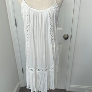 White Sleeveless Dress with Lace Details